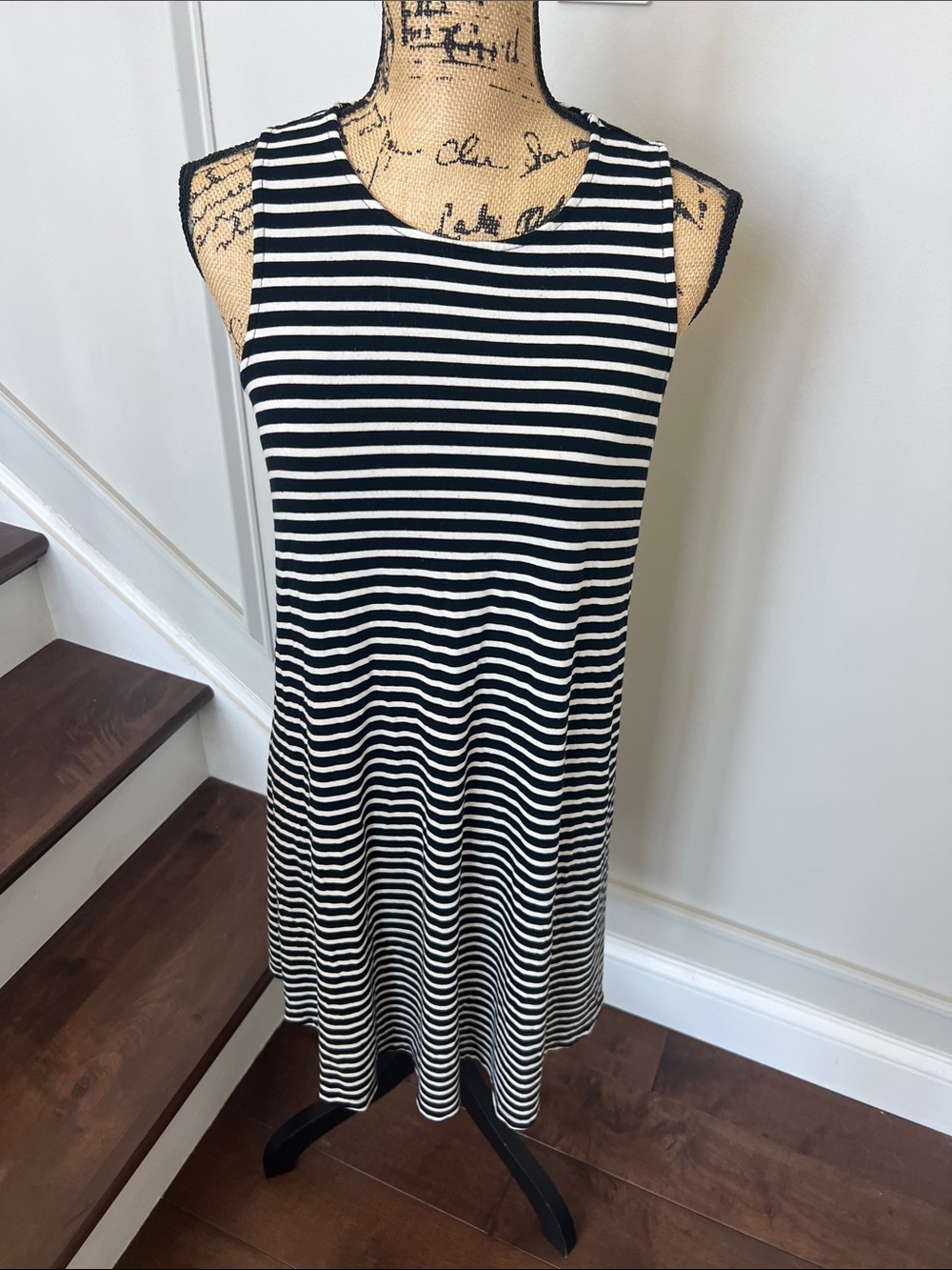 Old Navy Black and White Striped Sleeveless Dress size medium.